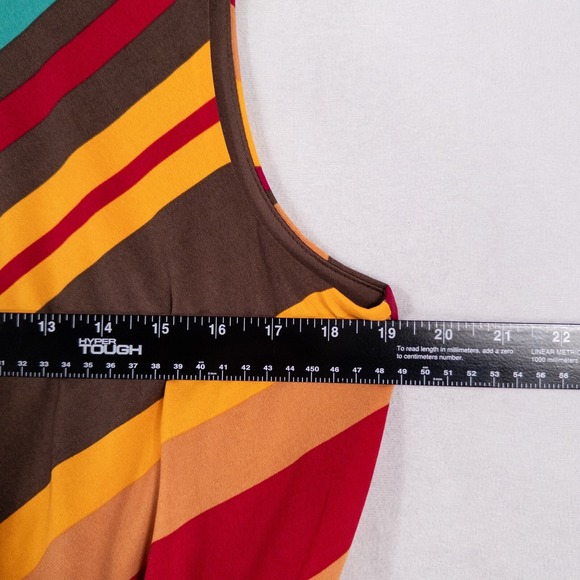 Coldwater Creek Maxi Dress Women 16 Multicolor Bold Stripe Stretch Knit Casual - Picture 6 of 9